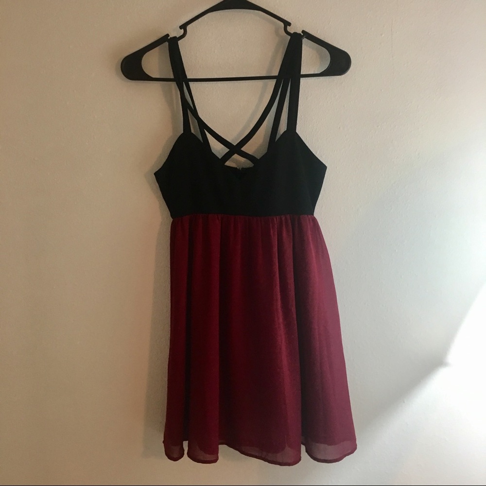 Burgundy and Black Tobi Dress
